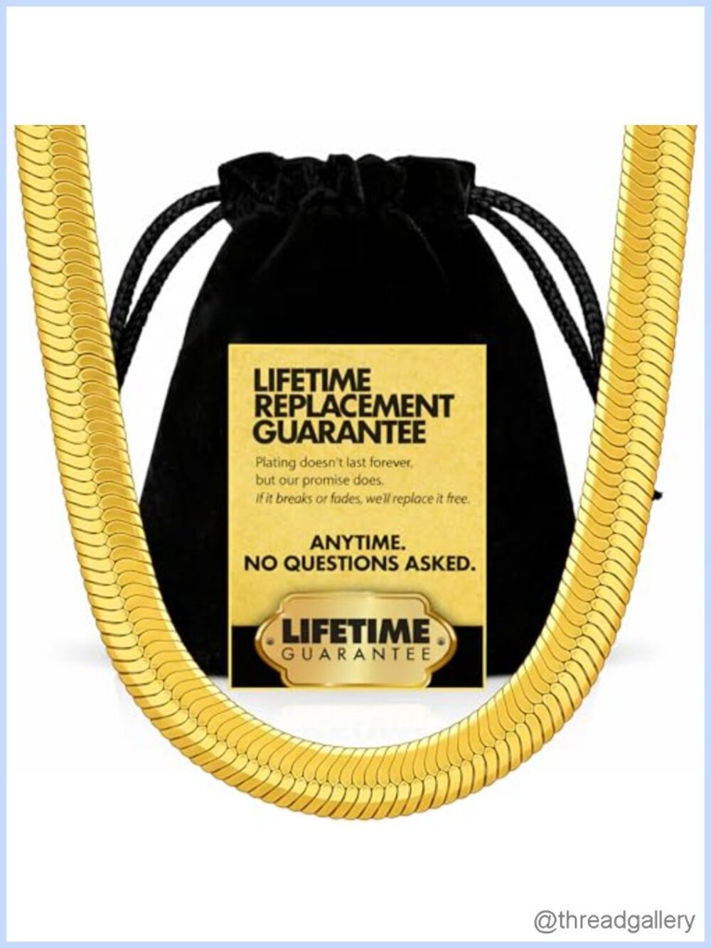 9mm Flexible Herringbone Chain Necklace Real Gold Plated USA Made